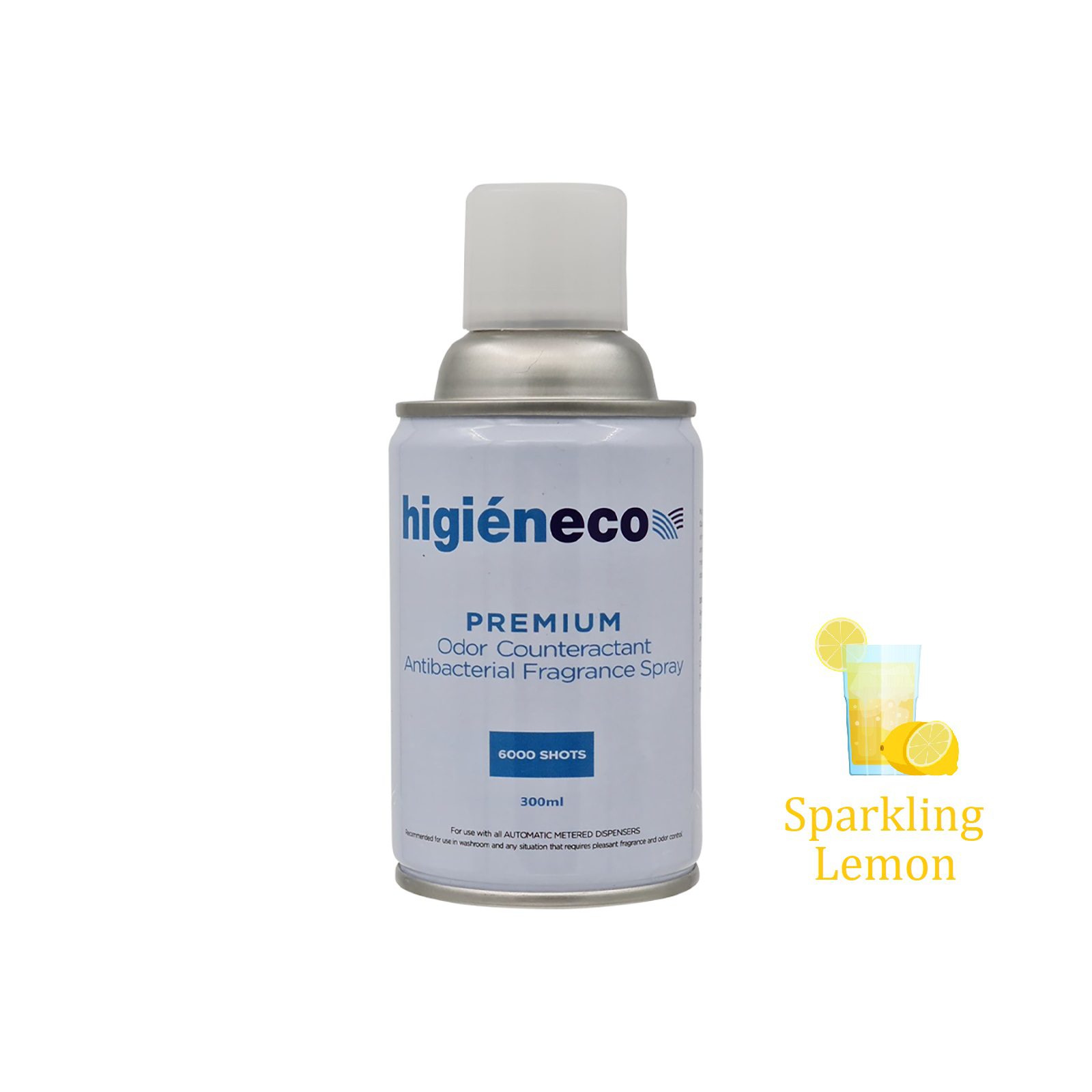 Higieneco Sparkling Lemon Automatic Aerosol Air Freshener Fragrance Refill, Antibacterial, 300 mL