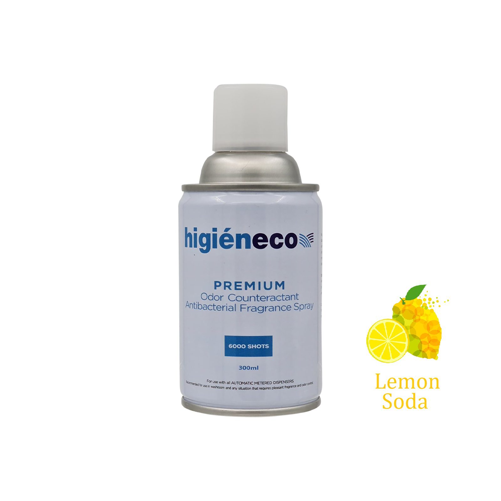 Higieneco Lemon Soda Automatic Aerosol Air Freshener Fragrance Refill, Antibacterial, 300 mL