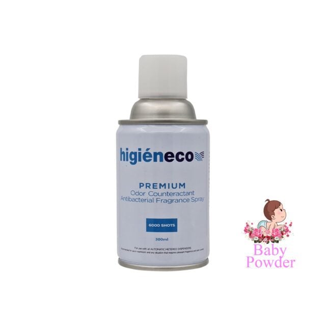 Higieneco Baby Powder Automatic Aerosol Air Freshener Fragrance Refill, Antibacterial, 300 mL