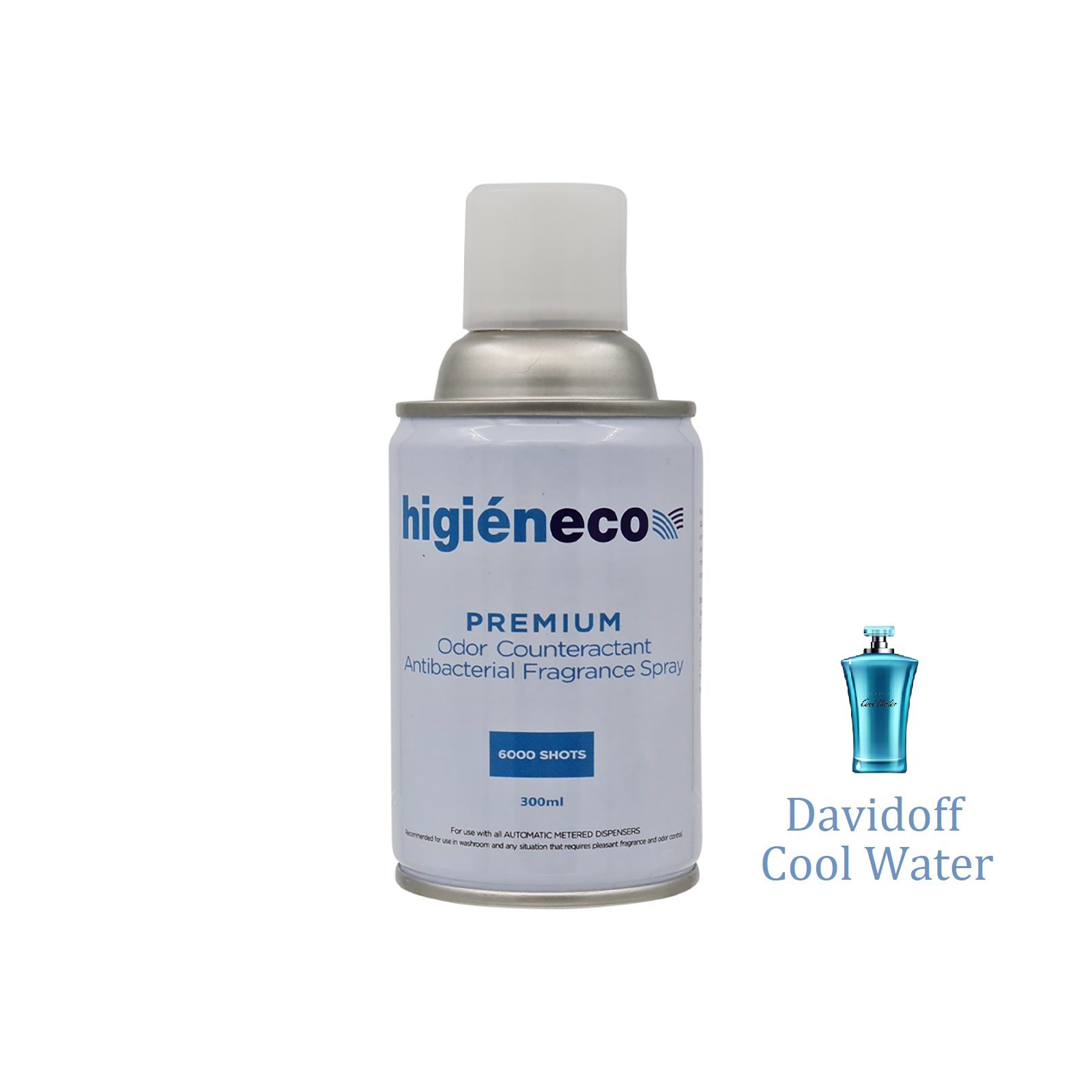 Higieneco Davidoff Cool Water Automatic Aerosol Air Freshener Fragrance Refill, Antibacterial, 300 mL