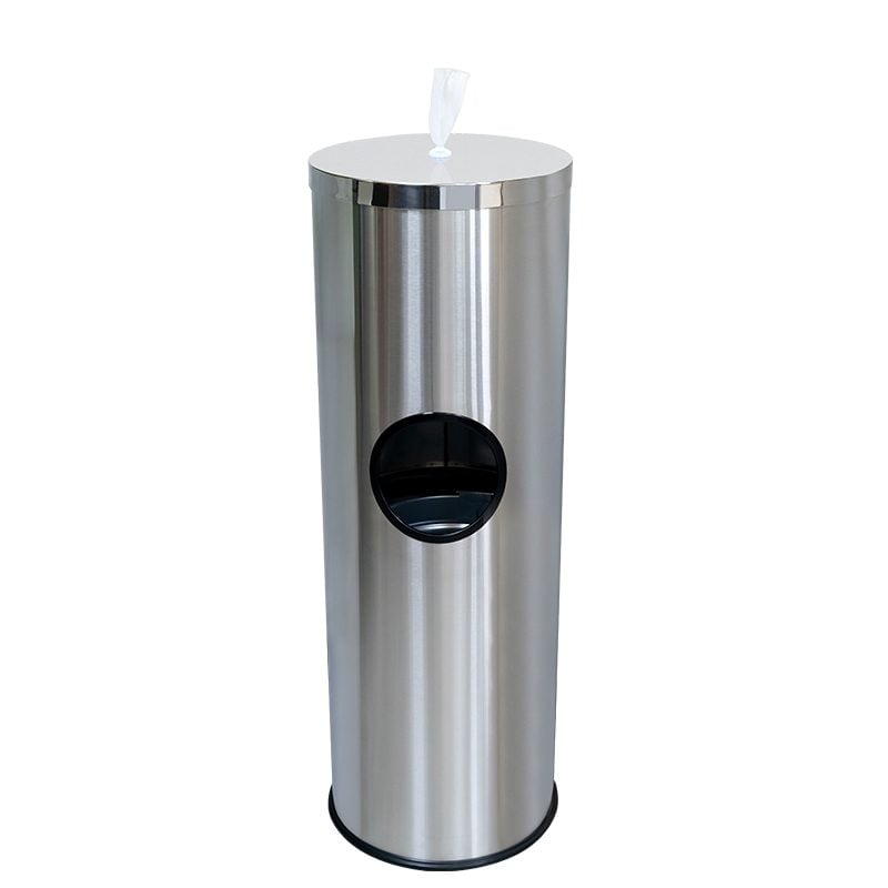 Wet Wipe Dispenser Floor-Stand Built-in Bin Stainless Steel