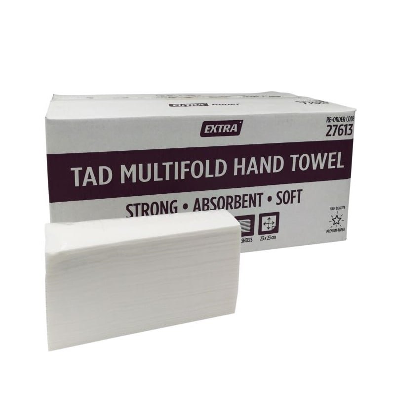 Extra Hygiene Premium TAD Multifold Hand Towel, 1 Ply, 3 Fold, 3200 Sheets