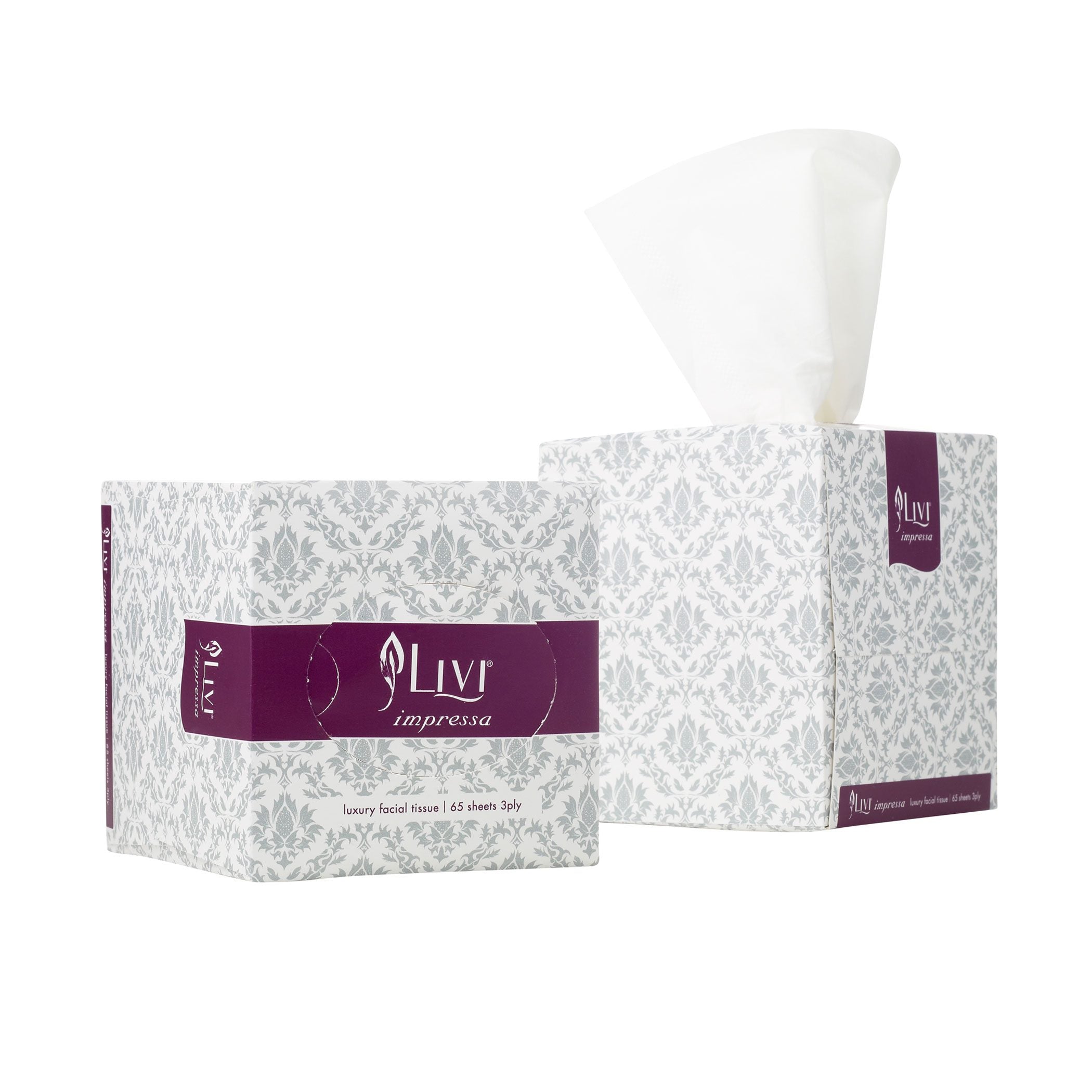 Livi Impressa Facial Tissue 3 Ply 65 Sheets Shea Lotion – Hygiene Express
