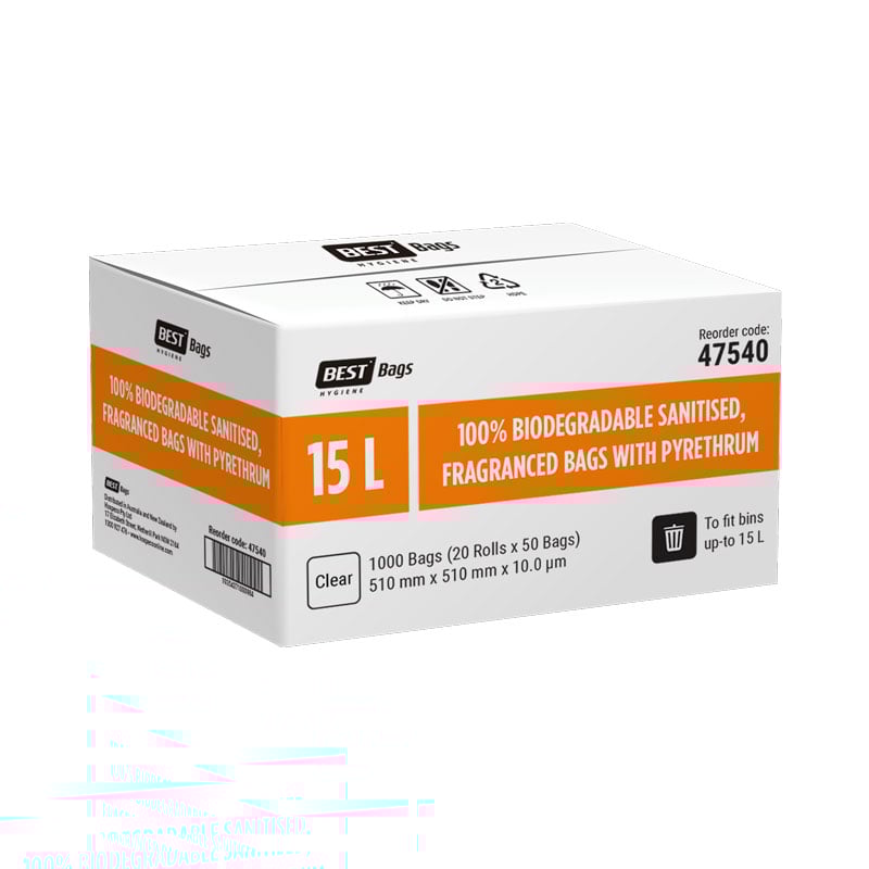 Best Hygiene 15L Clear Biodegradable Fragranced Sanitary Bags