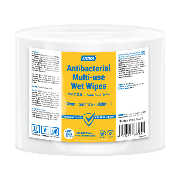 Extra Antibacterial Multi-Use Roll Wipes 1200 pack