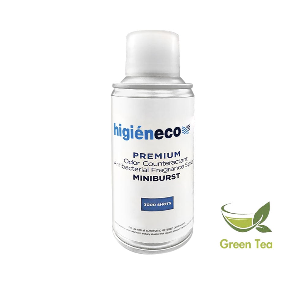 Higieneco MiniBurst 1.0 Green Tea Automatic Aerosol Air Freshener Fragrance Refill, Antibacterial, 3000 Sprays, 110 mL