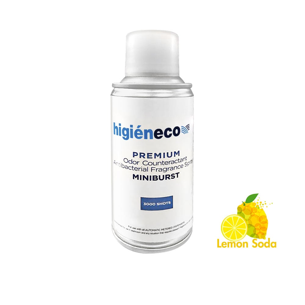 Higieneco MiniBurst 2.0 Lemon Soda Automatic Aerosol Air Freshener Fragrance Refill, Antibacterial, 160 mL