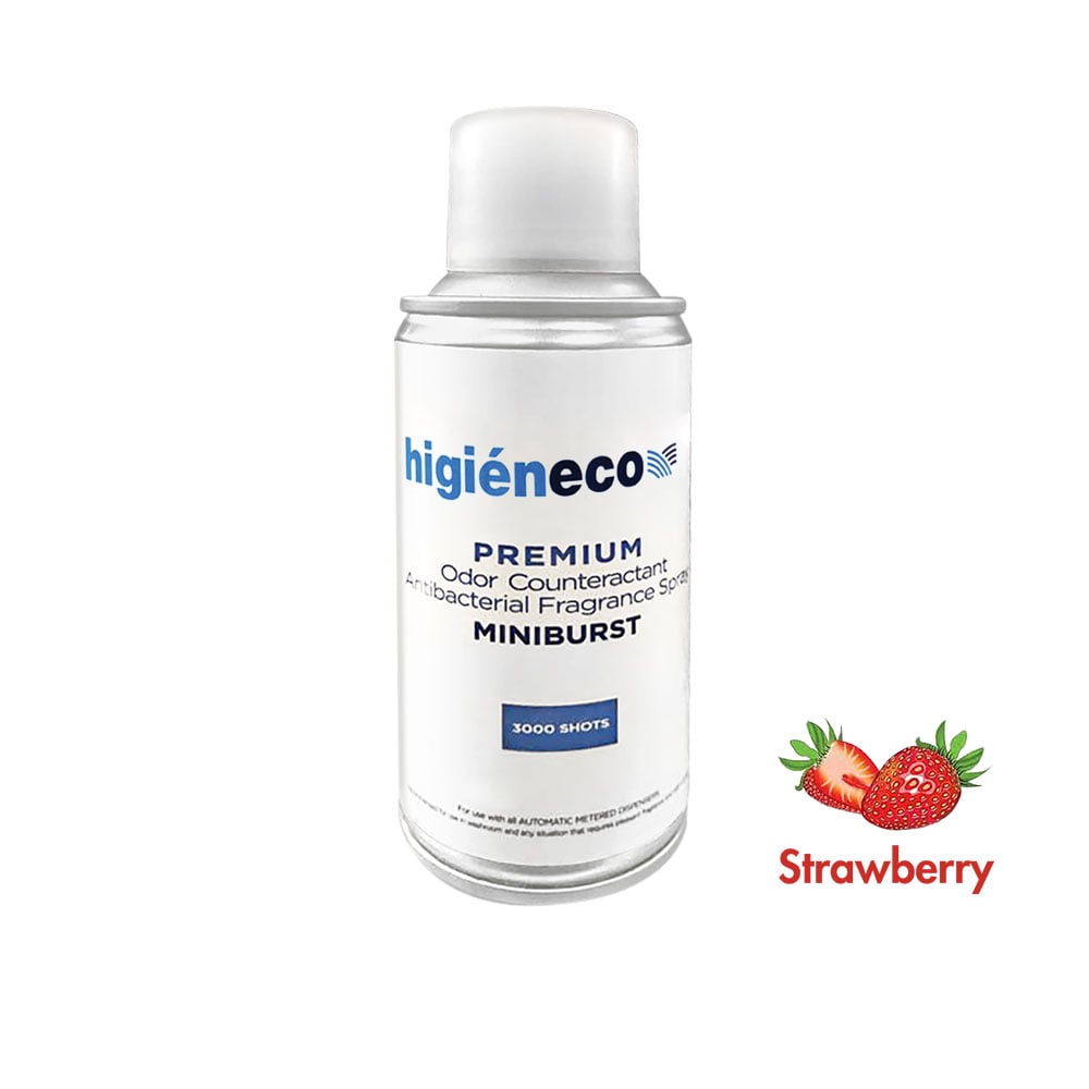 Higieneco MiniBurst 1.0 Strawberry Automatic Aerosol Air Freshener Fragrance Refill, Antibacterial, 3000 Sprays, 110 mL