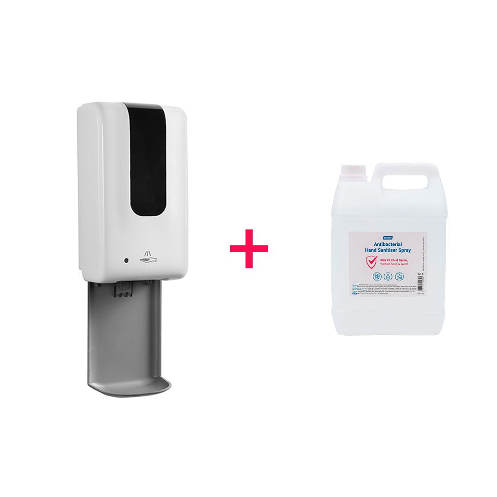 euromax automatic spray touch-free hand soap sanitiser dispenser drip tray 1200 mL refill