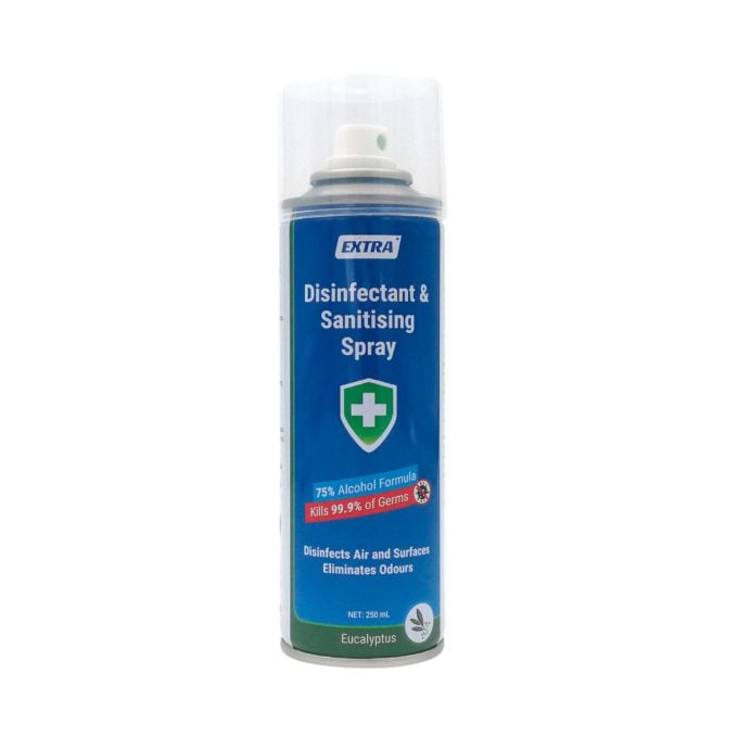 Extra Disinfectant Surface Sanitiser Spray 75 Alcohol Eucalyptus 250 mL front