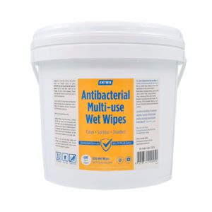 Extra Antibacterial Multi Use-Wet Wipes Roll 1200s Bucket Front